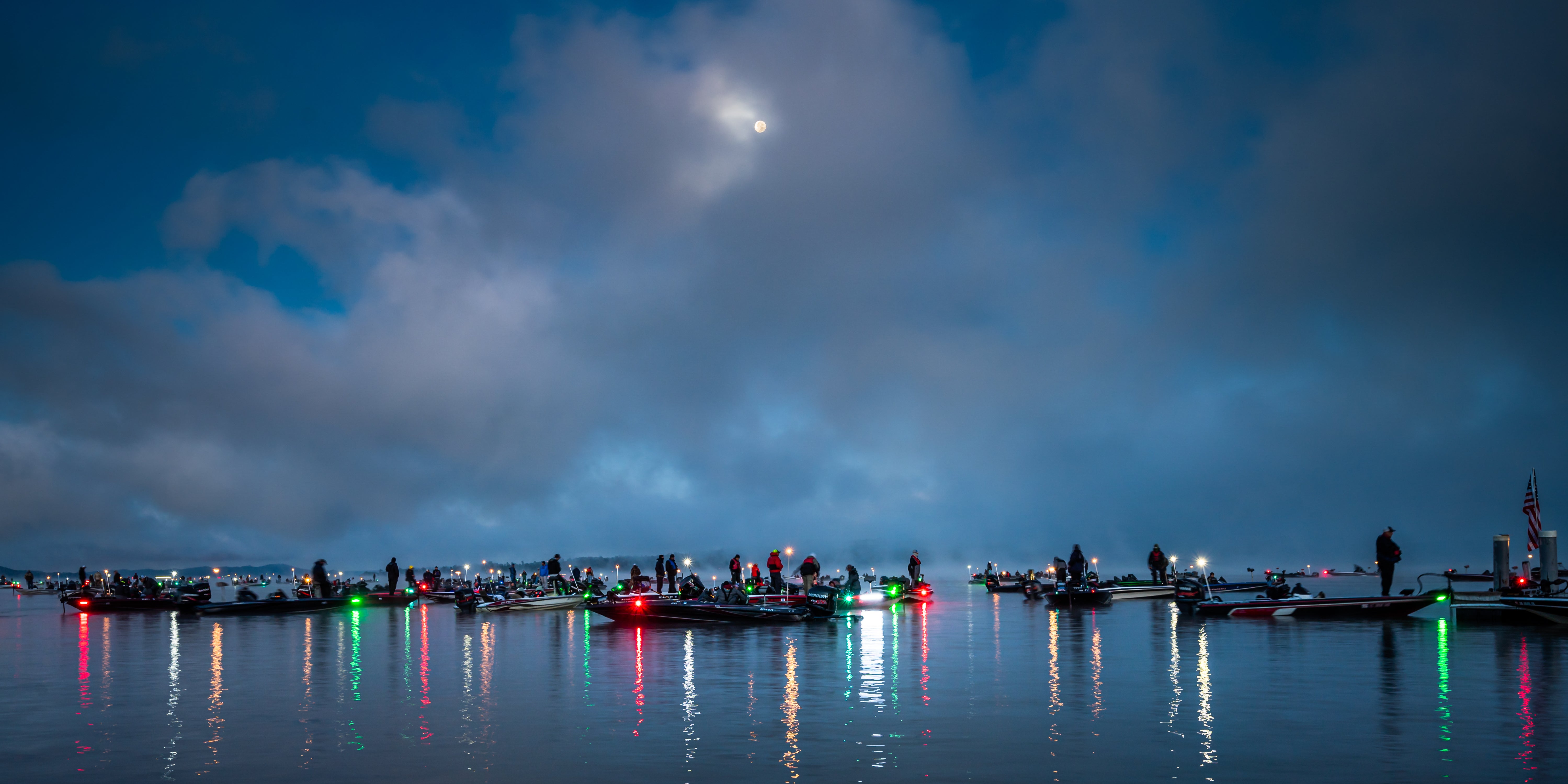 Full moon fishing on Lake Guntersville by Christopher Baker