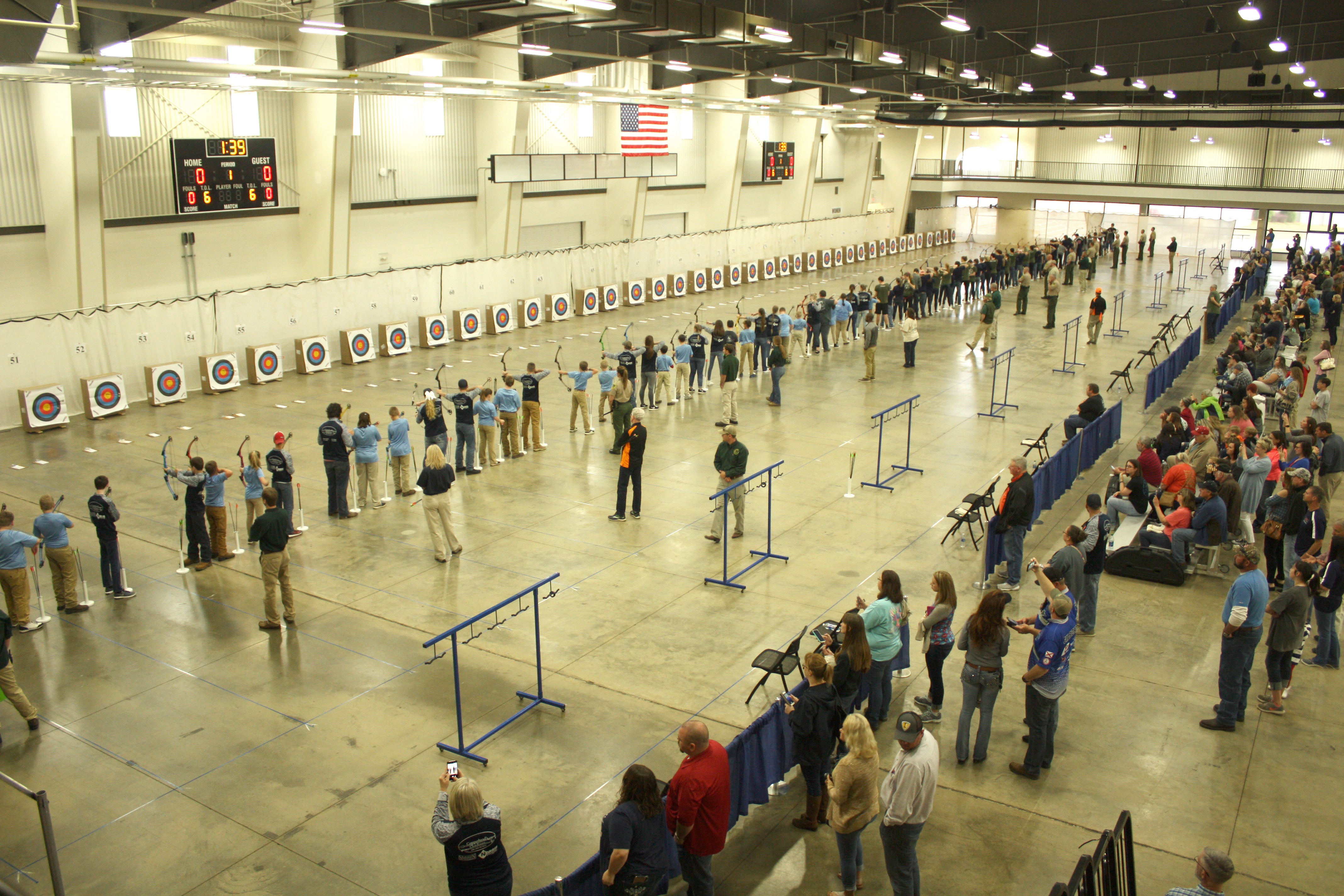 The sound of the opening whistle sent hundreds of arrows zipping toward their targets at the National Archery in the Schools (NASP) State Championship in Montgomery, Ala., on Friday, April 6. By the end of the competition, 54 youth archery teams had qualified to attend the NASP Eastern National Championship on May 10-12, in Louisville, Ky. Of those qualifying teams, 41 have registered to attend the national event.