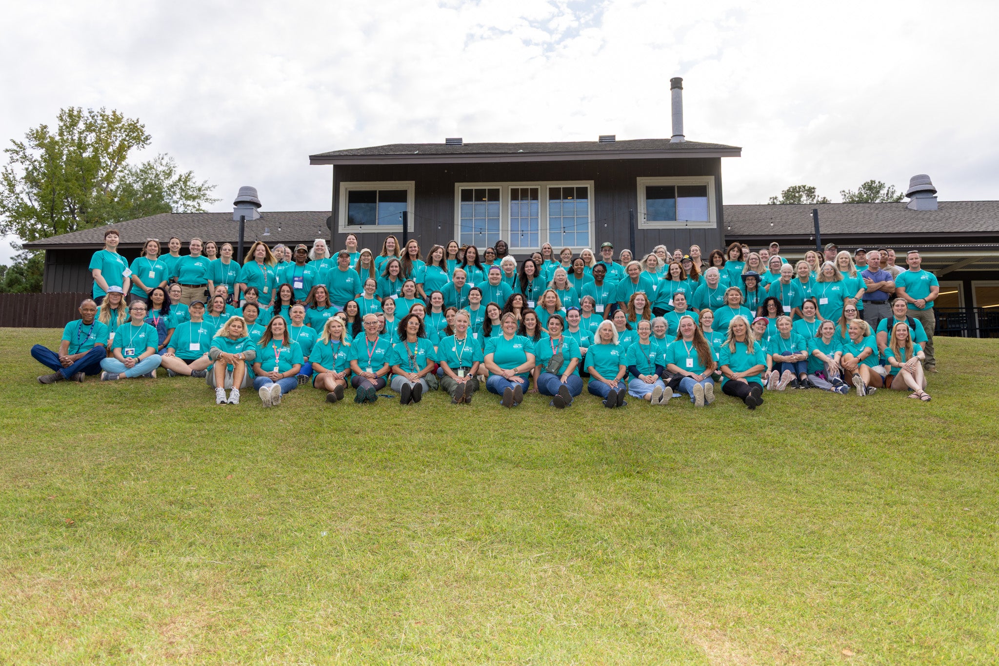 2025 Becoming an Outdoor Woman Participants group photo at the Alabama 4-H Center in Columbiana, AL.
