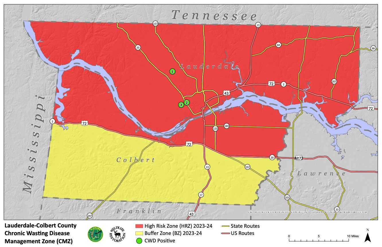 Mandatory CWD Testing Dates Announced for Lauderdale and Colbert Counties