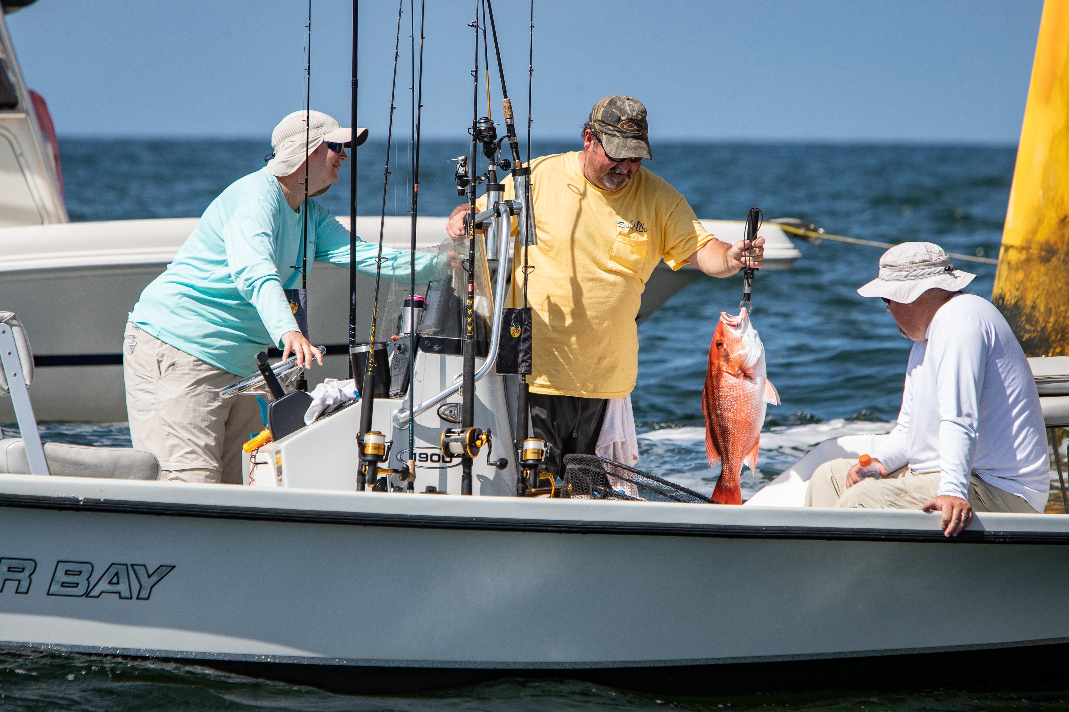 Anglers harvesting Red Snapper off the coast of Alabama