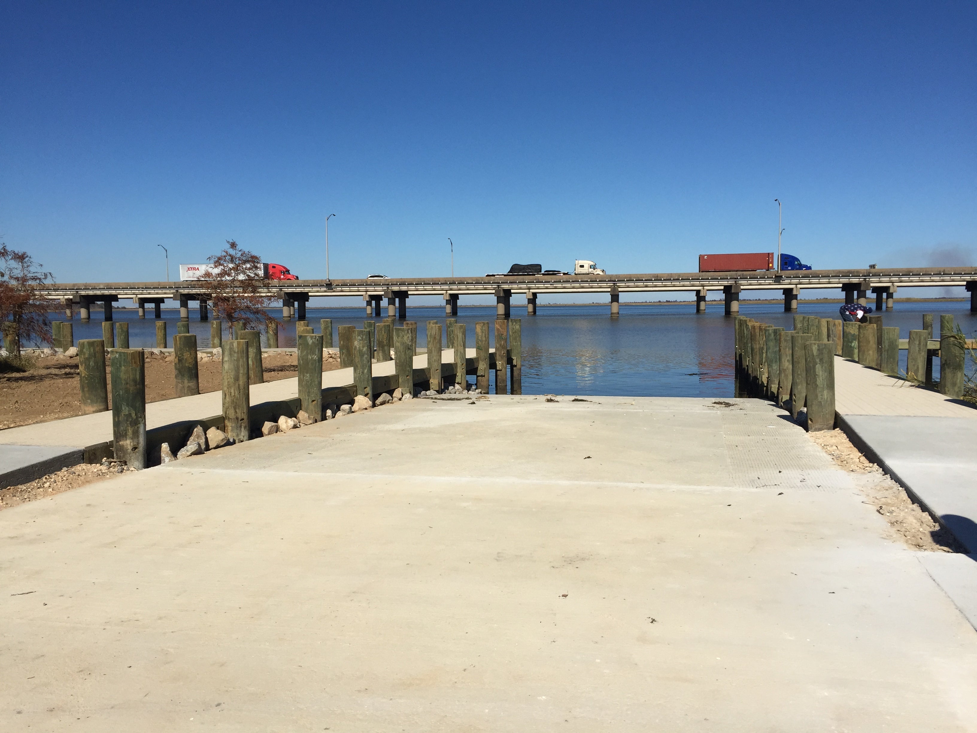 The boat ramp is located directly across from the USS Alabama Battleship Memorial Park.